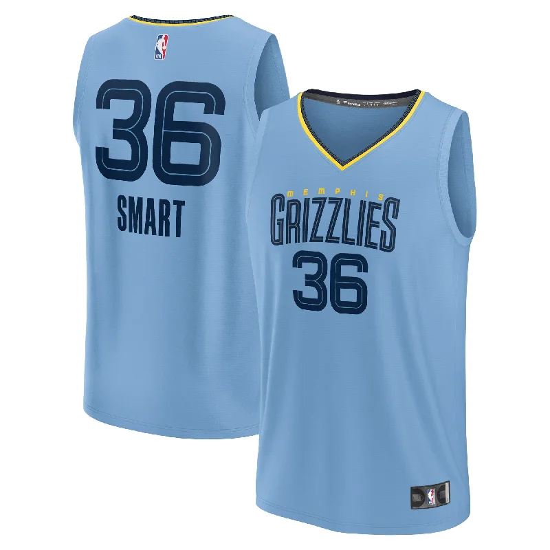 Basketball Jersey With Logo-Marcus Smart Memphis Grizzlies Branded Fast Break Player Basketball Jersey - Statement Edition - Light Blue