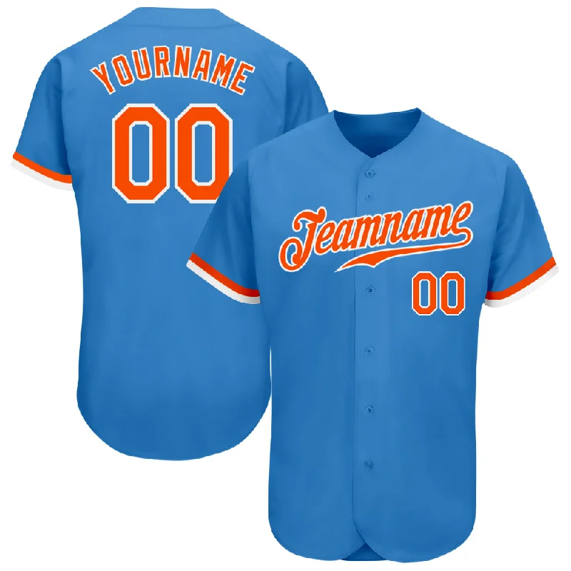 Baseball Jersey For Custom Clothing-Custom Powder Blue Orange-White Authentic Baseball Jersey