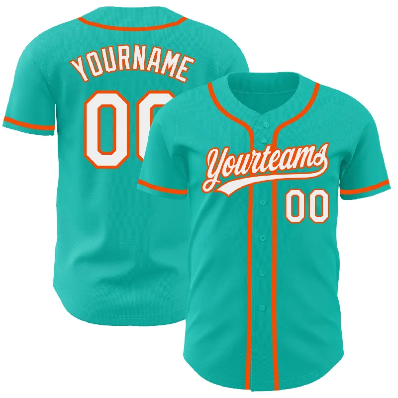 Baseball Jersey For Baseball Leagues-Custom Aqua White-Orange Authentic Baseball Jersey