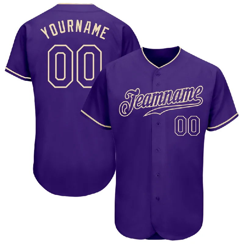 Baseball Jersey With Custom Sizing-Custom Purple Purple-Cream Authentic Baseball Jersey