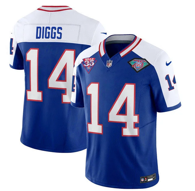 Football Jersey For Tailgating Parties-Men's Buffalo Bills #14 Stefon Diggs Blue/White 2023 F.U.S.E. 75th Anniversary Throwback Vapor Untouchable Limited Football Stitched Jersey