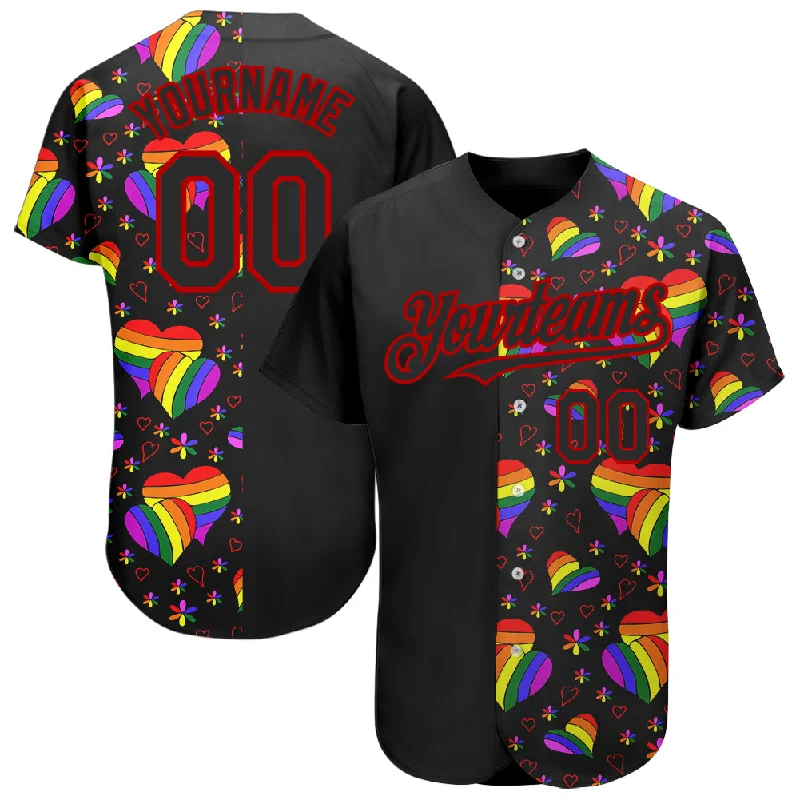 Baseball Jersey For Special Events-Custom Rainbow For Pride Month Love Is Love LGBT 3D Authentic Baseball Jersey