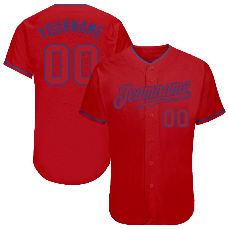 Baseball Jersey With Logo-Custom Red Red-Royal Authentic Baseball Jersey