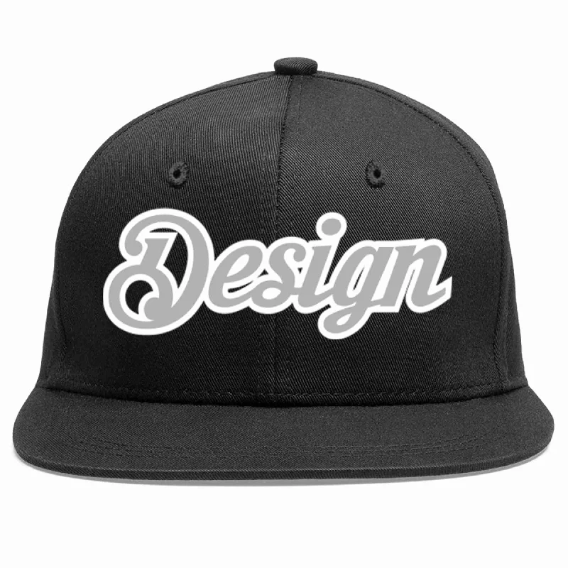 Baseball Cap For Custom Orders-Custom Black Gray-White Flat Eaves Sport Baseball Cap Design for Men/Women/Youth