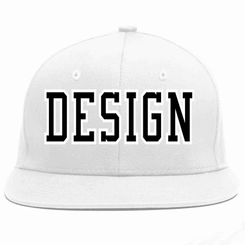 Baseball Cap With Custom Logo-Custom White Black-White Flat Eaves Sport Baseball Cap Design for Men/Women/Youth