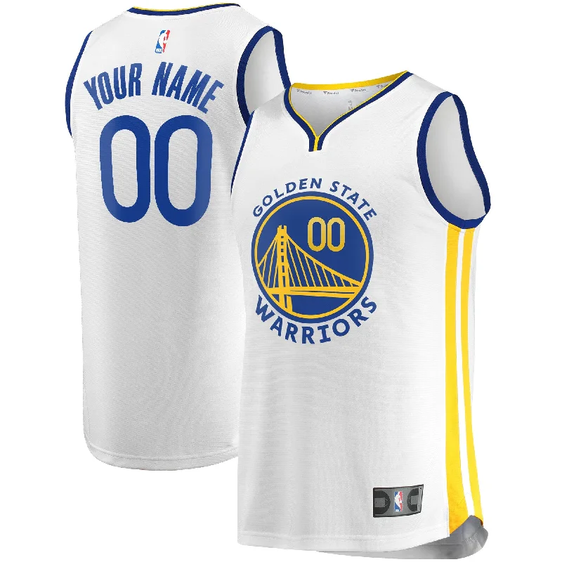 Basketball Jersey With Full Sublimation-Golden State Warriors Branded Fast Break Custom Basketball Jersey White - Association Edition