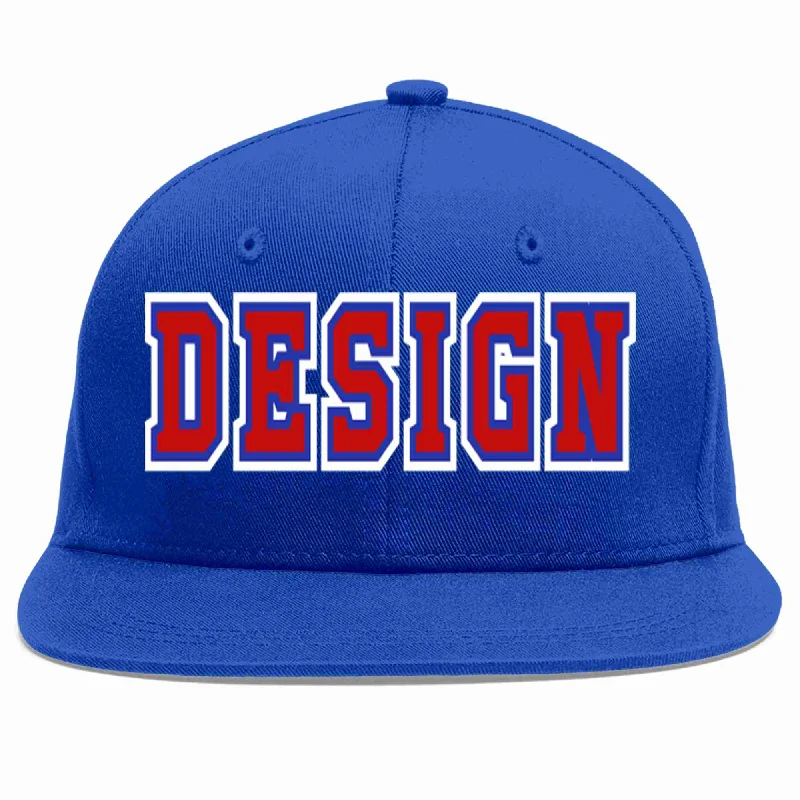 Baseball Cap For College Fans-Custom Royal Red-Royal Flat Eaves Sport Baseball Cap Design for Men/Women/Youth