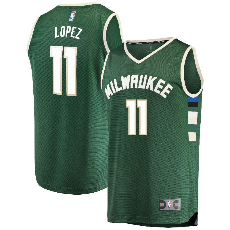 Basketball Jersey For Special Occasions-Brook Lopez Milwaukee Bucks Branded Fast Break Player Basketball Jersey Green - Icon Edition