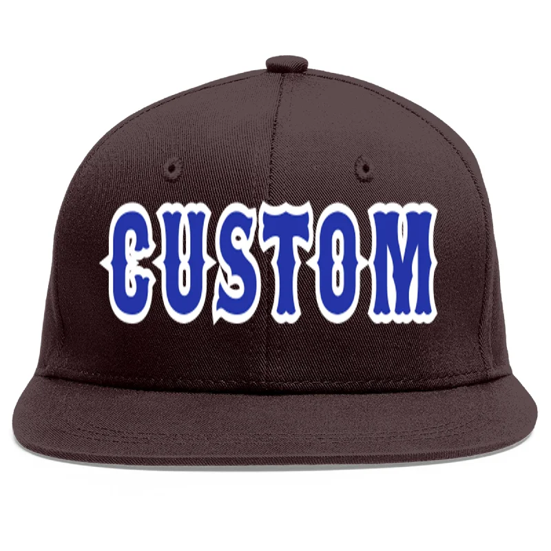 Baseball Cap For Personalized Branding-Custom Brown Royal-White Flat Eaves Sport Baseball Cap