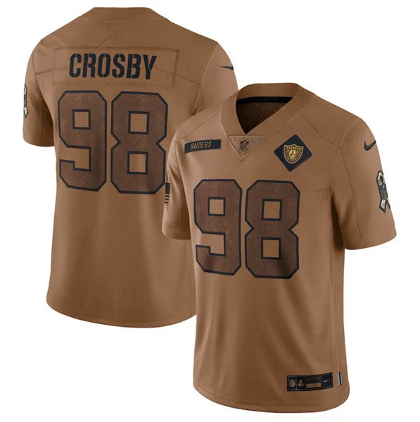 Football Jersey With Custom Material Choices-Men's Las Vegas Raiders #98 Maxx Crosby 2023 Brown Salute To Service Limited Football Stitched Jersey