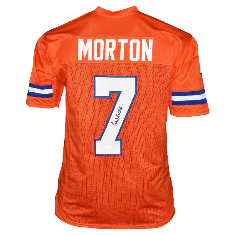 Rugby Jersey With Embroidered Team Logos-Craig Morton Signed Denver Pro Orange Football Jersey (JSA)