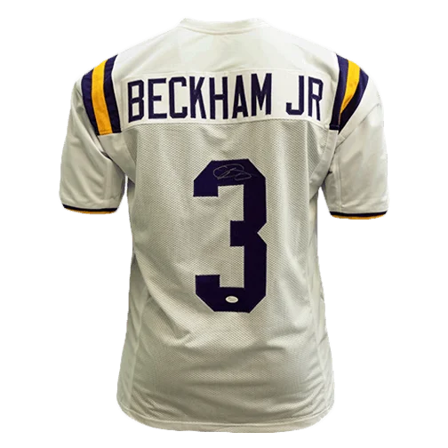 Rugby Jersey With Embellished Detailing-Odell Beckham Jr LSU Tigers College Autographed Football Jersey White (Beckett)