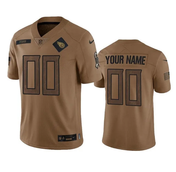 Football Jersey For Holiday Promotions-Men's Tennessee Titans Active Player Custom Brown 2023 Salute To Service Football Stitched Jersey