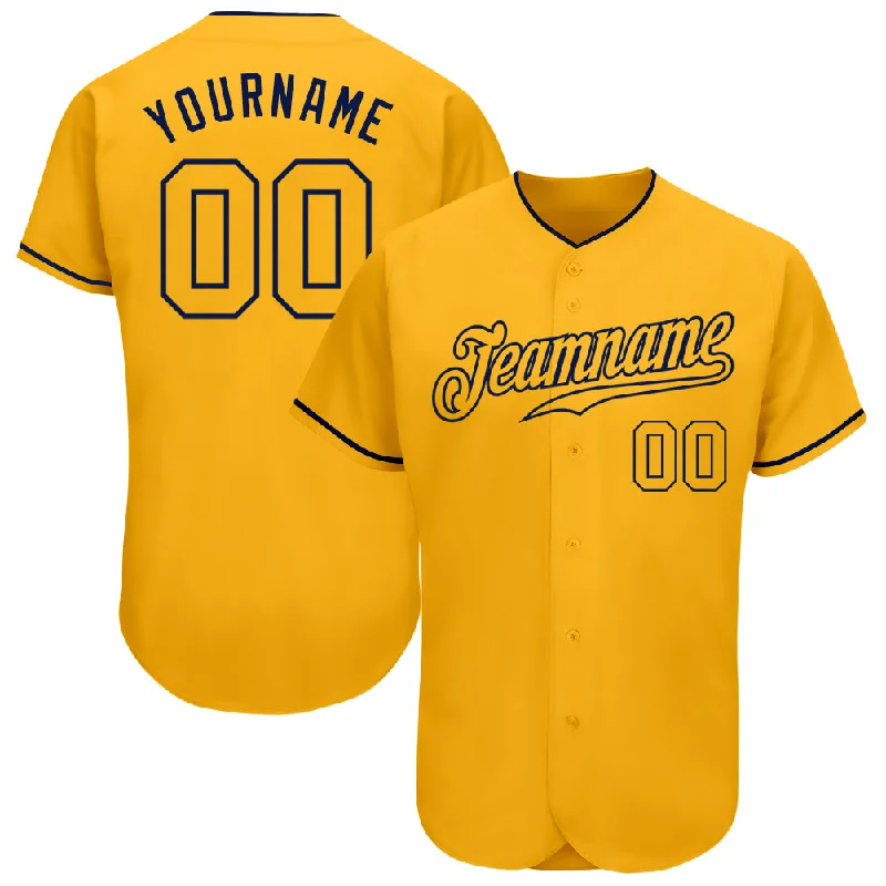 Baseball Jersey For Club Apparel-Custom Gold Gold-Navy Authentic Baseball Jersey