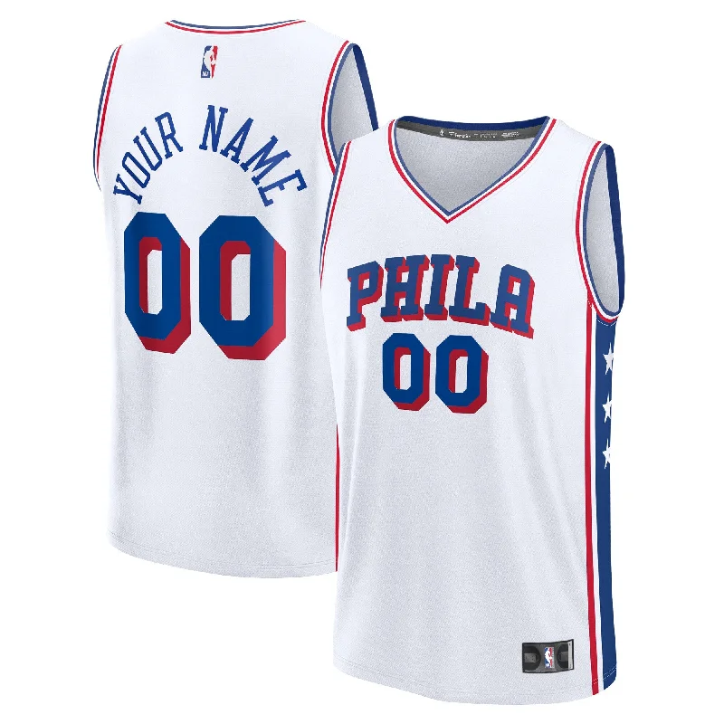 Basketball Jersey For Kids-Philadelphia 76ers Branded Custom Fast Break Basketball Jersey - White - Association Edition