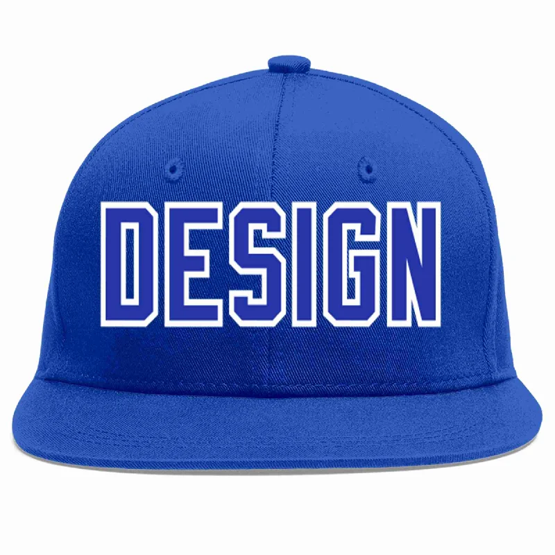 Baseball Cap With Classic Look-Custom Royal Royal-White Flat Eaves Sport Baseball Cap Design for Men/Women/Youth