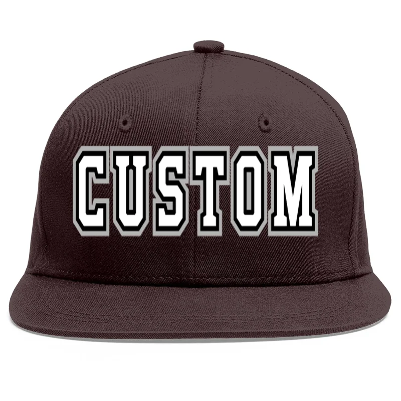 Baseball Cap With Sweatband-Custom Brown White-Black Flat Eaves Sport Baseball Cap