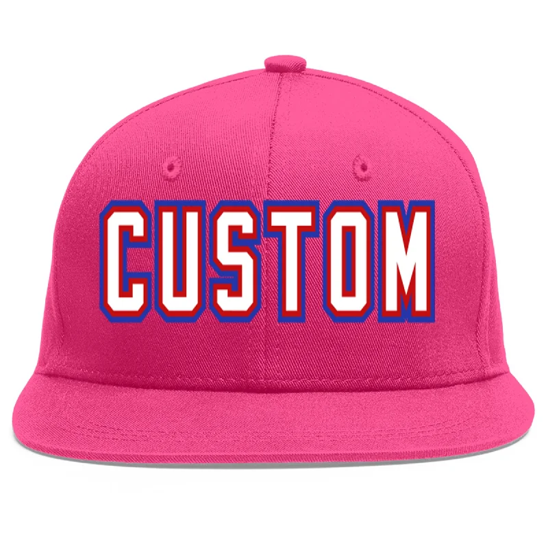 Baseball Cap With Custom Artwork Designs-Custom Rose Red White-Red Flat Eaves Sport Baseball Cap