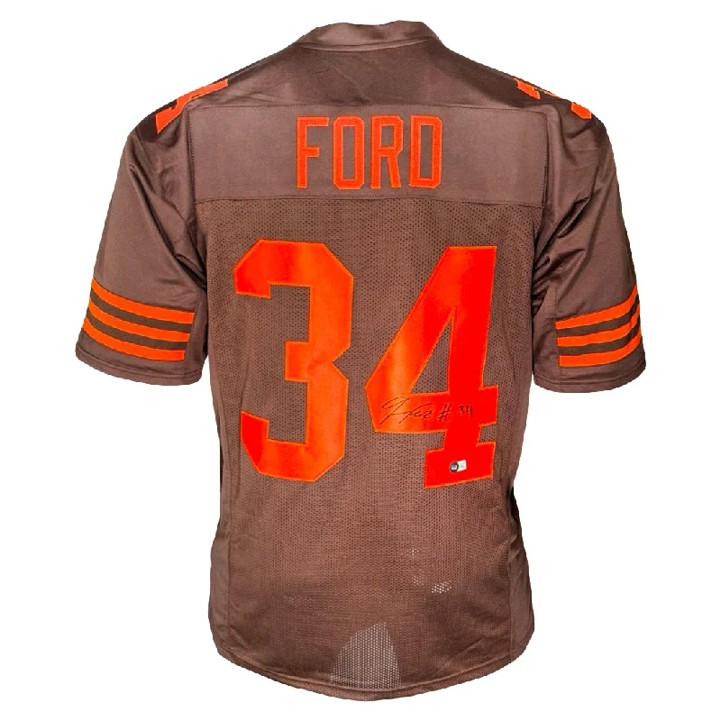 Rugby Jersey For Promotional Products-Jerome Ford Signed Cleveland Brown Color Rush Football Jersey (Beckett)