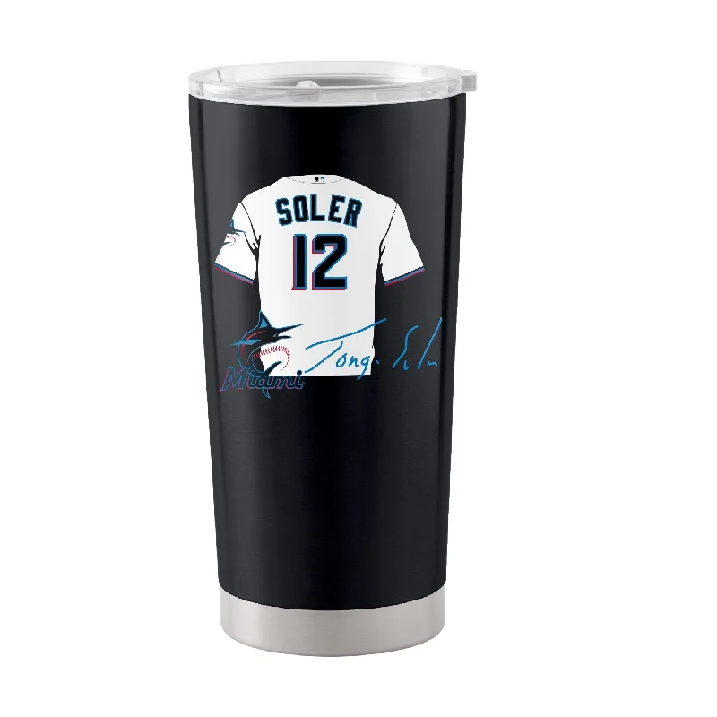 Team Mug For School Spirit Events-Miami Marlins Jorge Soler 20oz Stainless Tumbler