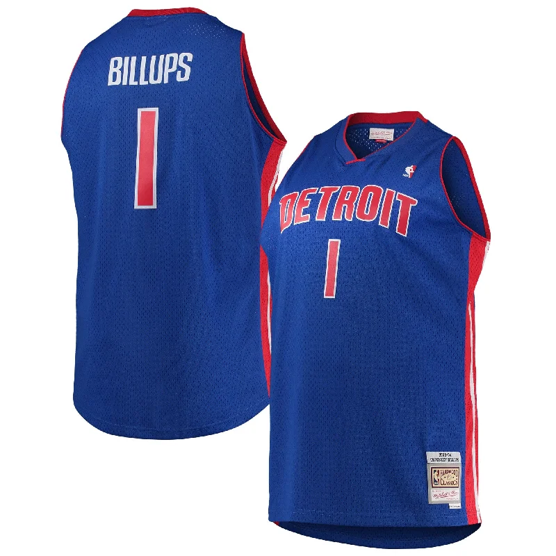 Basketball Jersey With Player Number-Chauncey Billups Detroit Pistons 2003/04 Big & Tall Hardwood Classics Swingman Basketball Jersey - Blue