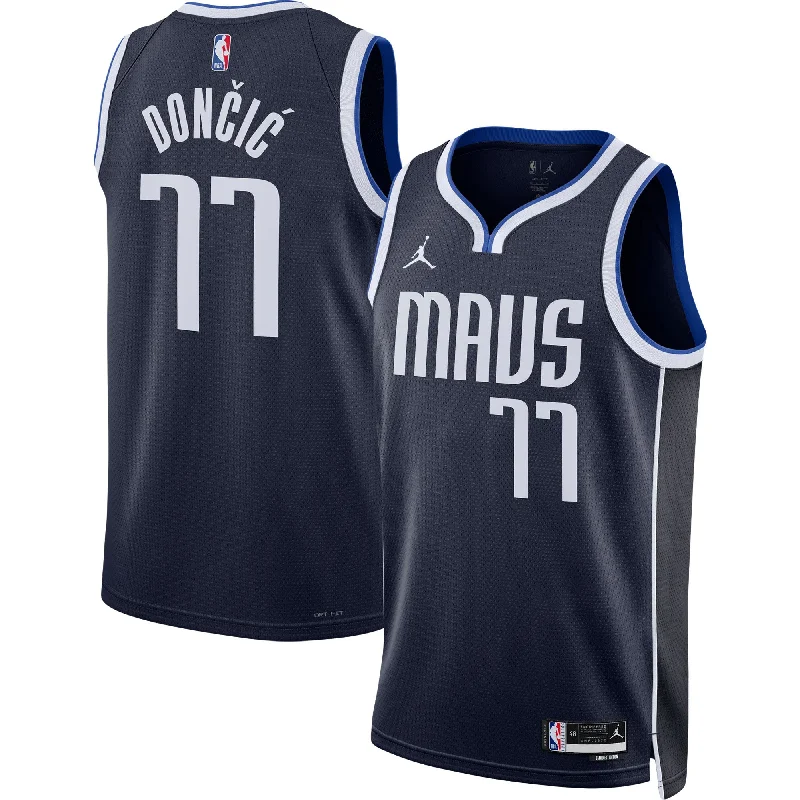 Basketball Jersey For High-Performance Sports-Luka Doncic Dallas Mavericks Jordan Brand Unisex Swingman Basketball Jersey - Statement Edition - Navy