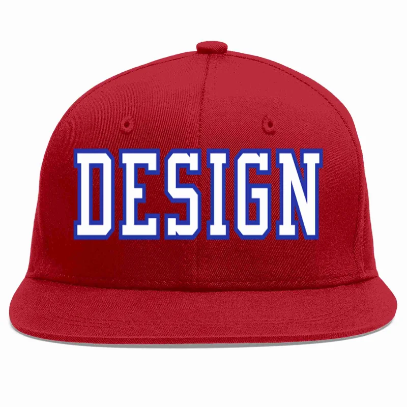 Baseball Cap For Fan Gear-Custom Red White-Royal Flat Eaves Sport Baseball Cap Design for Men/Women/Youth