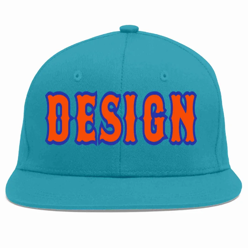 Baseball Cap For VIP Gifts-Custom Aqua Orange-Royal Flat Eaves Sport Baseball Cap Design for Men/Women/Youth