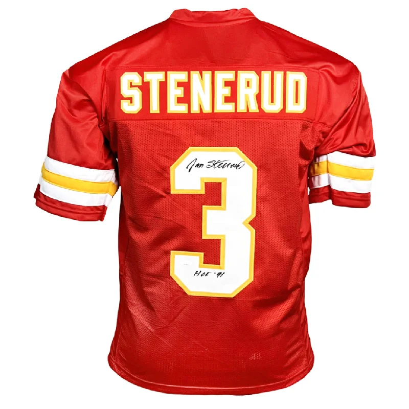 Rugby Jersey With High-Quality Material-Jan Stenerud Signed HOF 91 Inscription Kansas City Red Football Jersey (JSA)