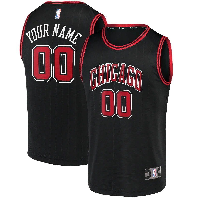 Custom Basketball Jersey For Special Occasions-Chicago Bulls Branded Fast Break Custom Basketball Jersey Black - Statement Edition