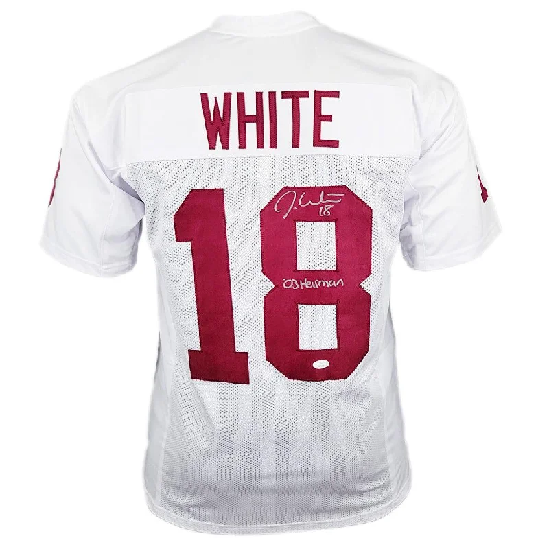 Rugby Jersey For Rugby Sponsorship Teams-Jason White Signed 03 Heisman Inscription Oklahoma College White Football Jersey (JSA)