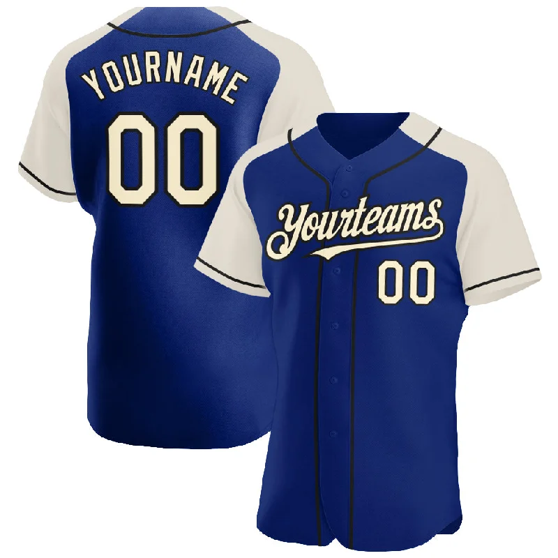 Baseball Jersey For Custom Baseball Union Players-Custom Royal Cream-Black Authentic Raglan Sleeves Baseball Jersey