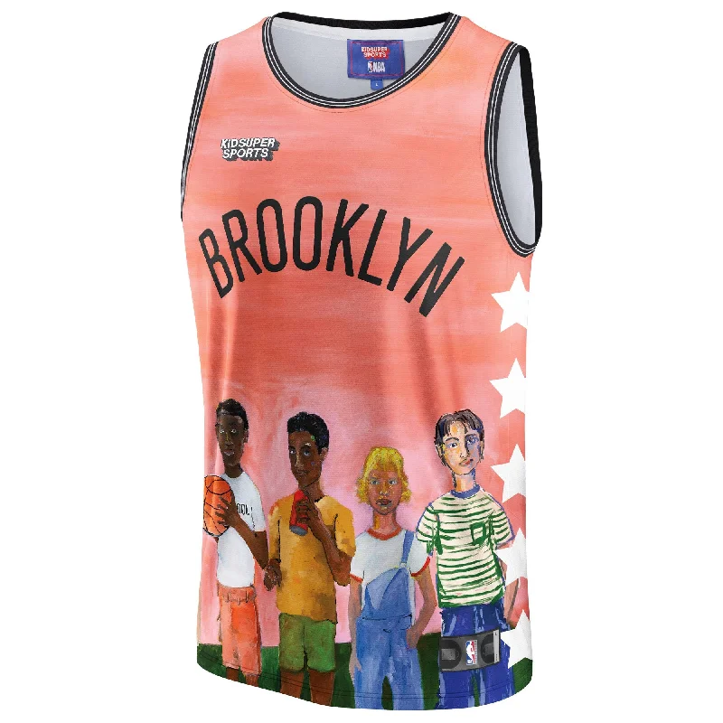 Basketball Jersey For Custom Family Orders-Brooklyn Nets & Youthsuper Studios By Unisex Hometown Basketball Jersey - Coral