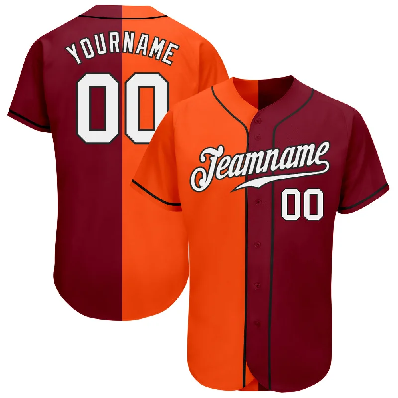 Baseball Jersey With Vintage Look-Custom Crimson White Orange-Black Authentic Split Fashion Baseball Jersey