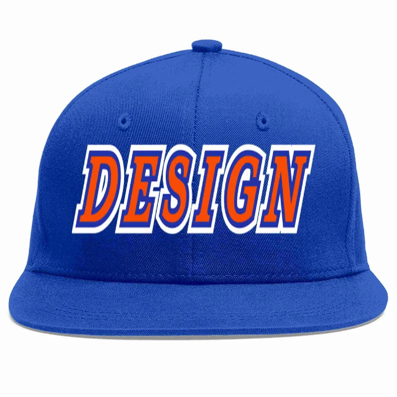 Baseball Cap With Custom Strap-Custom Royal Orange-Royal Flat Eaves Sport Baseball Cap Design for Men/Women/Youth