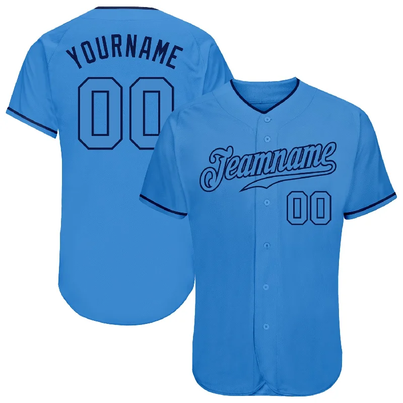 Baseball Jersey For Stylish Sportswear-Custom Powder Blue Powder Blue-Navy Authentic Baseball Jersey