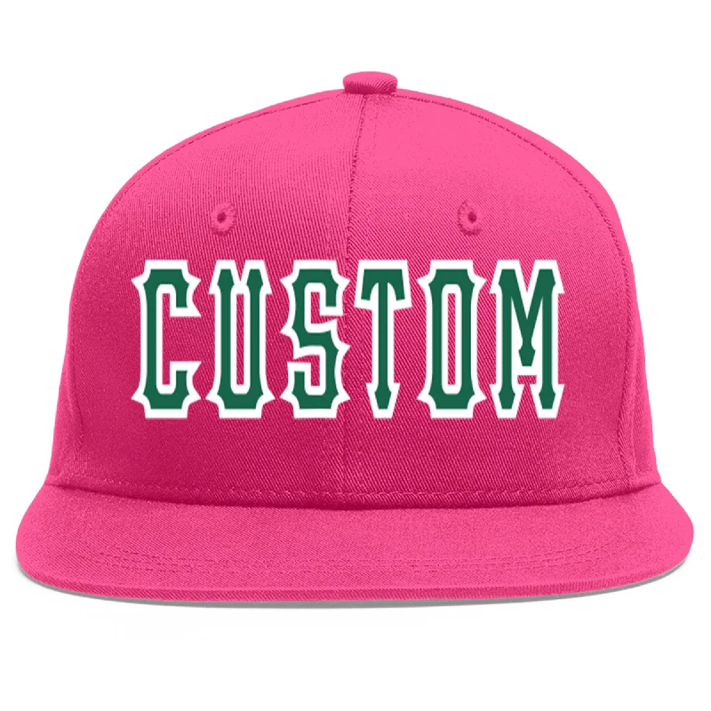 Personalized Baseball Cap With Name-Custom Rose Red Kelly Green-White Flat Eaves Sport Baseball Cap