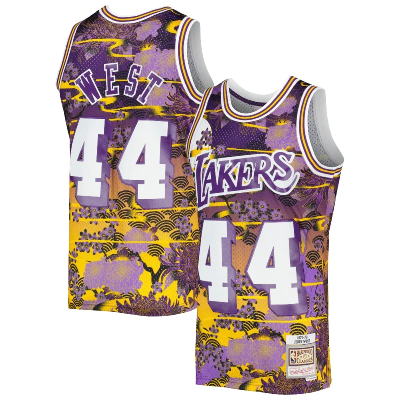 Basketball Jersey With Team Logo-Jerry West Los Angeles Lakers 1971/72 Hardwood Classics Lunar New Year Swingman Basketball Jersey - Purple