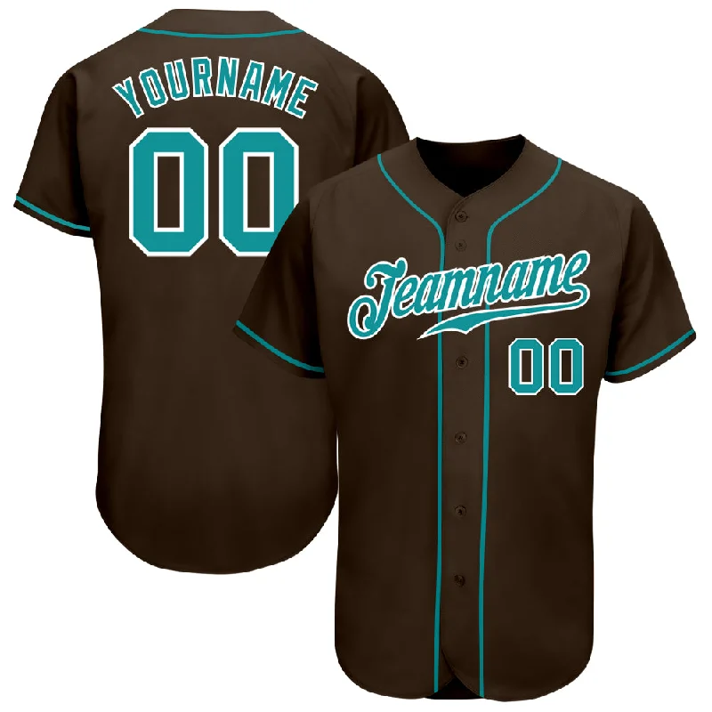 Baseball Jersey For Baseball Sportswear-Custom Brown Teal-White Authentic Baseball Jersey