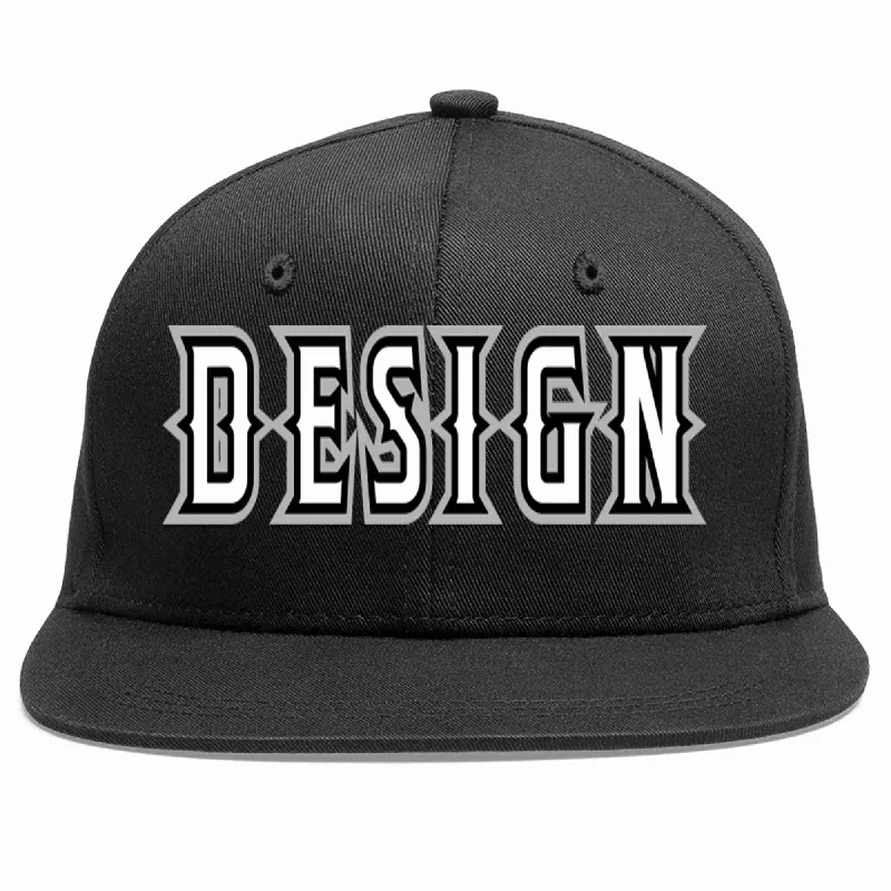 Baseball Cap For Women-Custom Black White-Black Flat Eaves Sport Baseball Cap Design for Men/Women/Youth