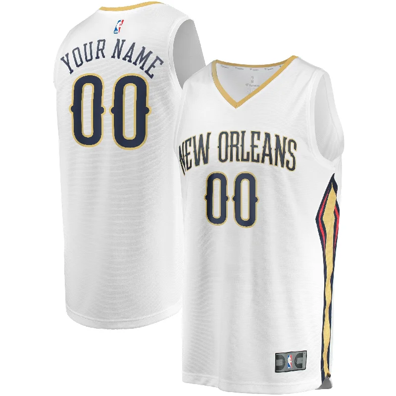 Basketball Jersey With Custom Player Numbers-New Orleans Pelicans Branded Unisex Custom Fast Break Basketball Jersey - Association Edition - White