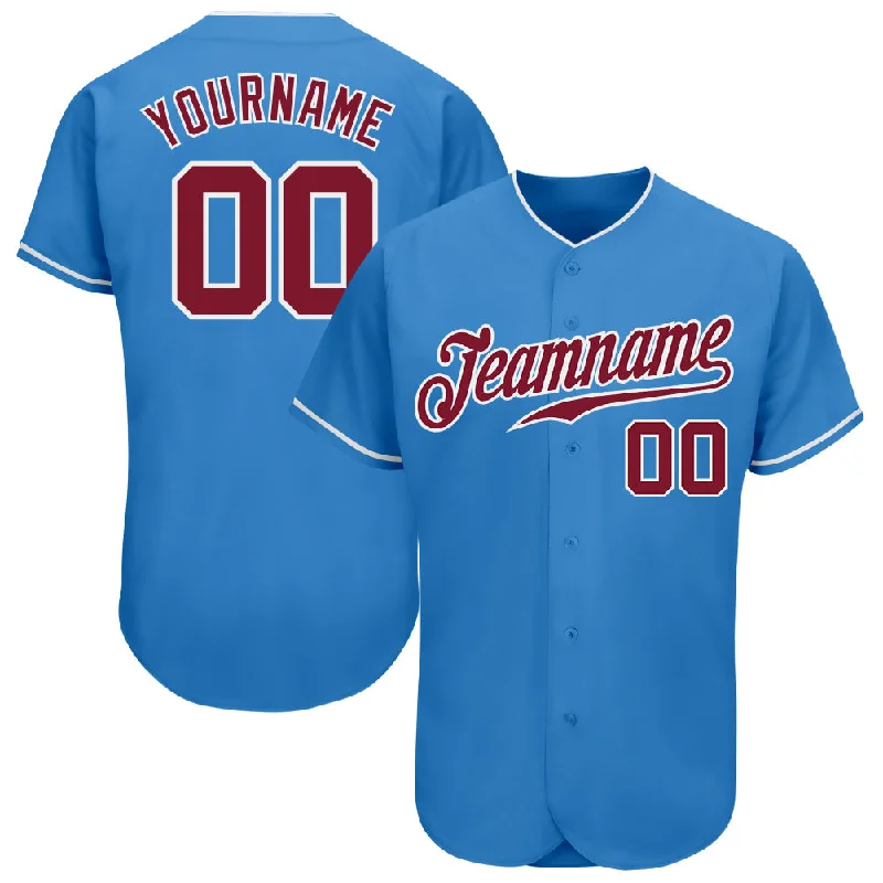 Baseball Jersey With Custom Team Apparel-Custom Powder Blue Crimson-White Authentic Baseball Jersey