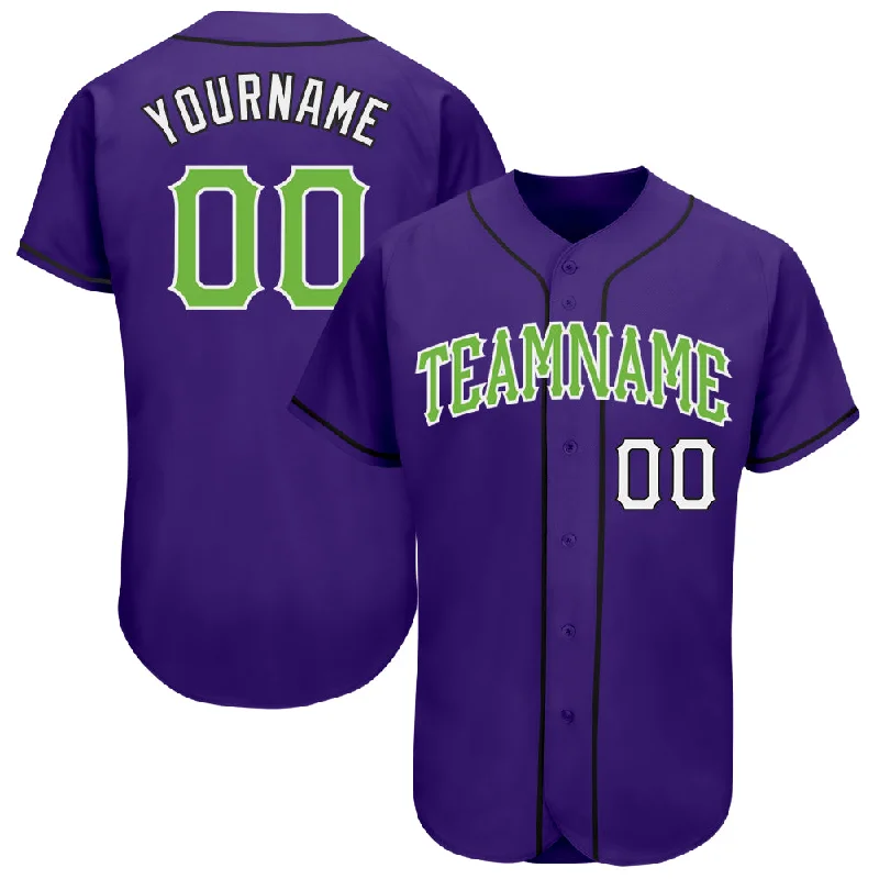 Baseball Jersey With Custom Fit-Custom Purple Neon Green White-Black Authentic Baseball Jersey