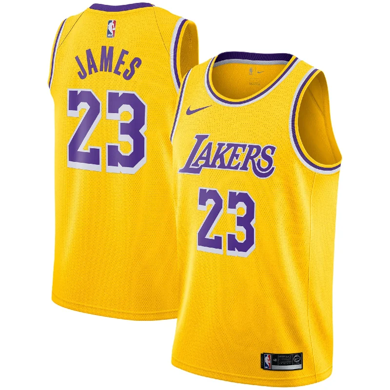 Custom Basketball Jersey For Special Occasions-Lebron James Los Angeles Lakers Swingman Player Basketball Jersey Gold - Icon Edition