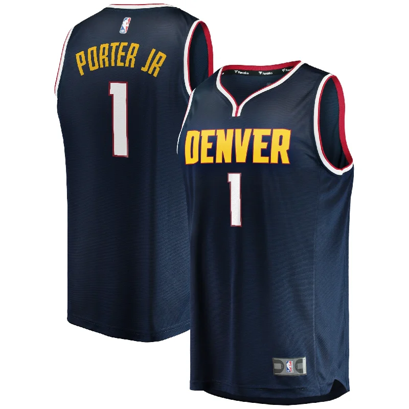 Custom Basketball Jersey For Promotional Gifts-Michael Porter Jr. Denver Nuggets Branded 2020/21 Fast Break Basketball Jersey - Icon Edition - Navy