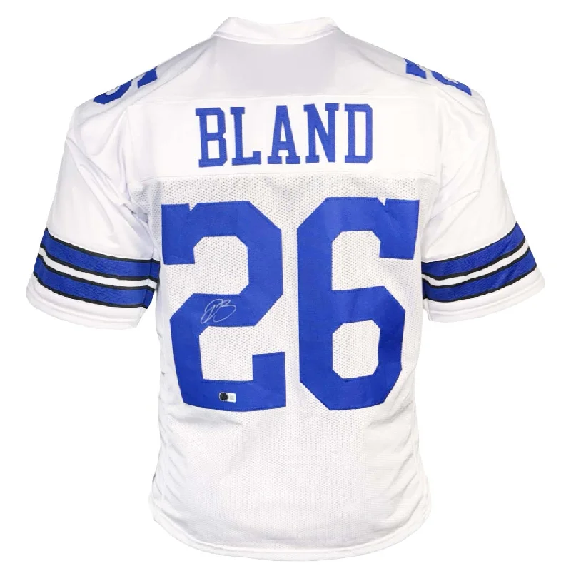 Rugby Jersey With Sponsor Logo-Daron Bland Signed Dallas White Football Jersey (Beckett)