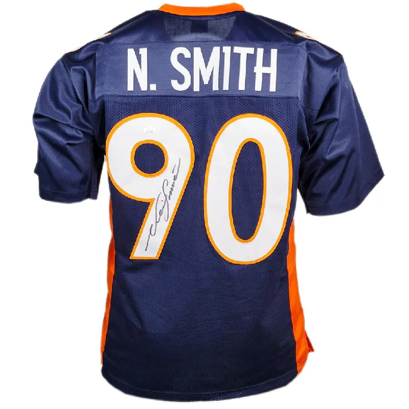 Rugby Jersey For Bulk Orders-Neil Smith Signed Denver Blue Football Jersey (JSA)