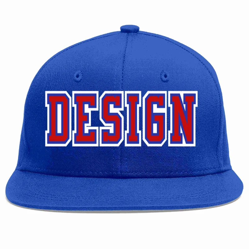 Baseball Cap For School Teams-Custom Royal Red-Royal Flat Eaves Sport Baseball Cap Design for Men/Women/Youth