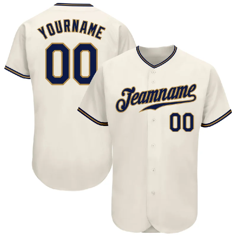 Baseball Jersey For Promotional Apparel-Custom Cream Navy-Old Gold Authentic Baseball Jersey