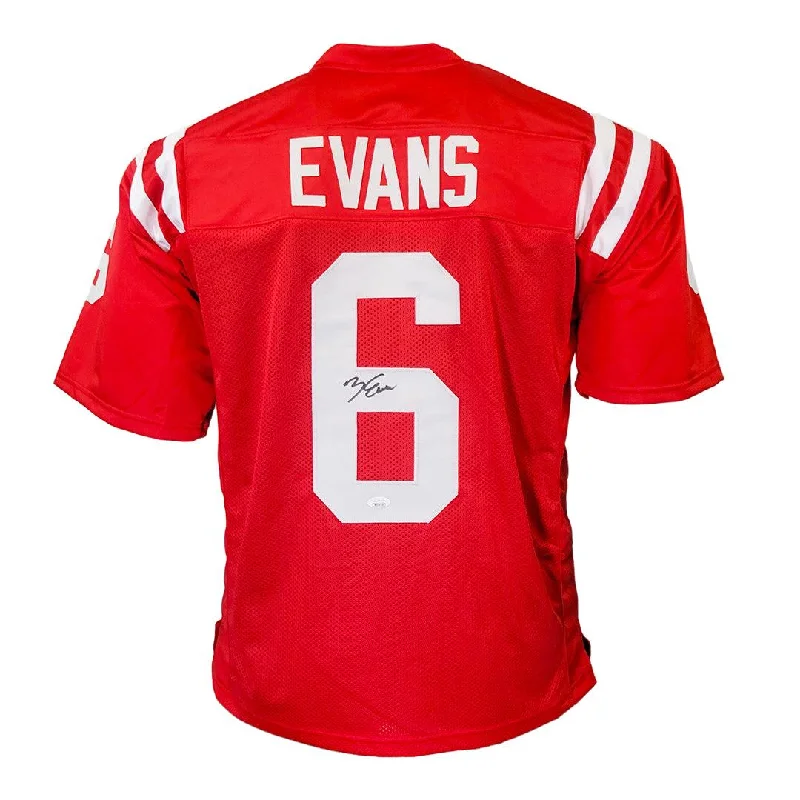 Rugby Jersey For Rugged Play-Zach Evans Signed Ole Miss College Red Football Jersey (JSA)